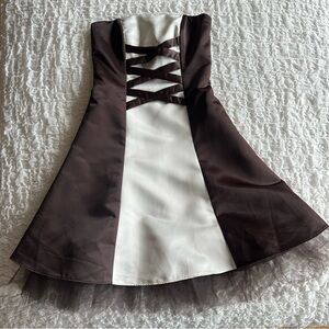 NWT Vintage Jessica McClintock for Gunne Sax Size 3/4 Brown White Tulle